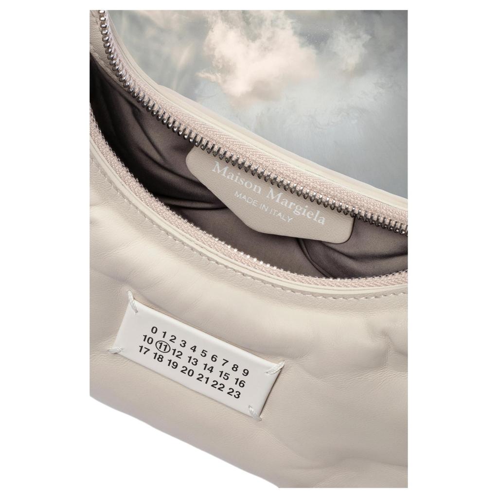 Maison Margiela Glam Slam Logo Zip Closure Nappa Leather Shoulder Crossbody Bag Micro Women bags Light-Gray SB1WG0021P4300H9677