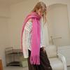 Wool Dopamine Solid Color Tassel Scarf Women's Autumn and Winter Large Soft Waxy Warm Scarf
