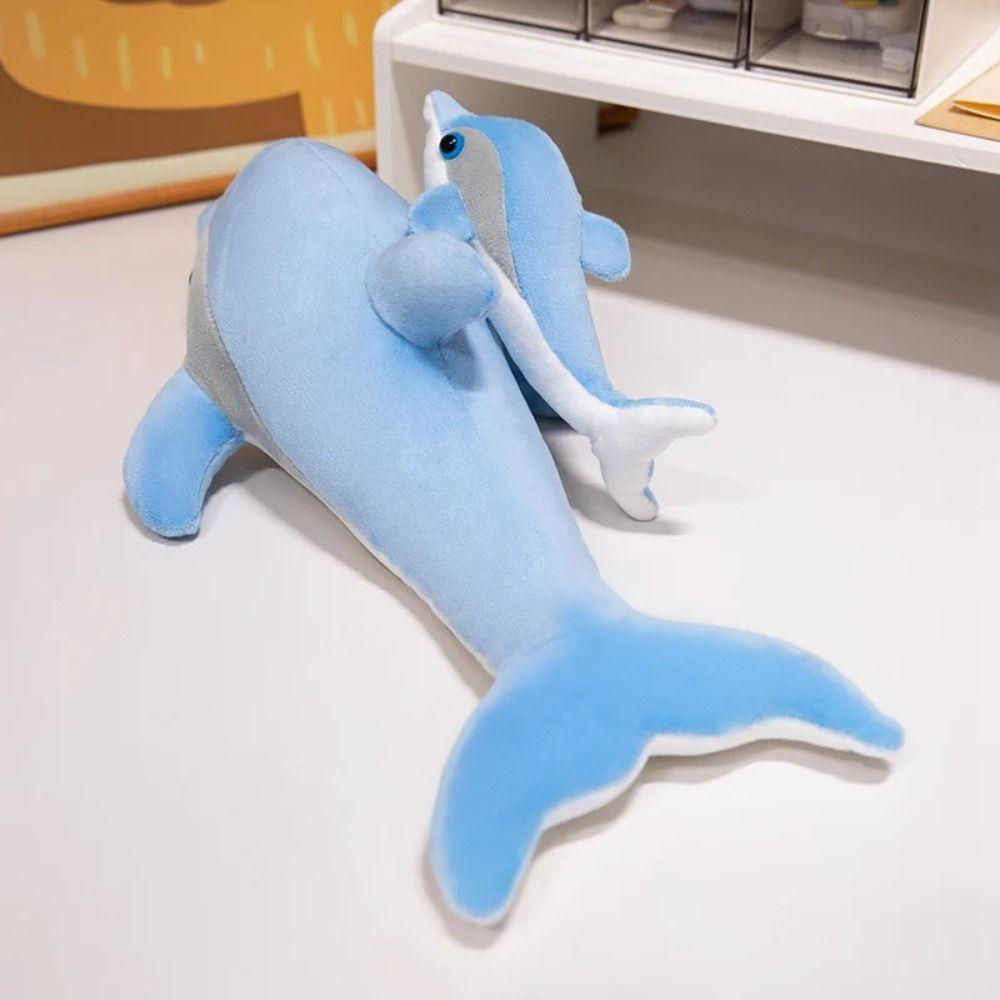Marine Life Dolphin Mom-Child Stuffed Toys Simulation Dolphin Sofa Pillow  Kids Birthday Christmas