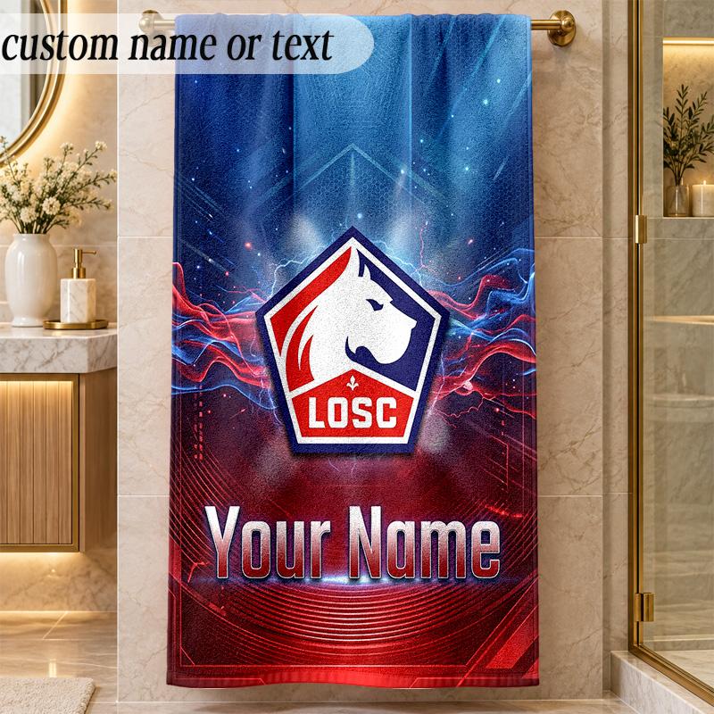 Beach TowelLOSC Lille Custom Name Text Personalized Soft Towel for Beach Pool Indoor Home Decor Gift