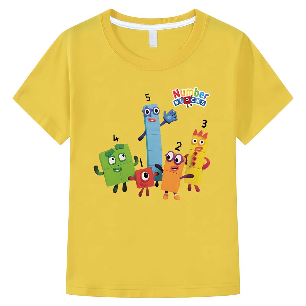 Футболка с принтом NumberBlocks, топы с героями мультфильмов, хлопковые короткие футболки с рисунком аниме, цельная футболка y2k для детей, мальчиков 10 лет, детская одежда для девочек