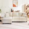 L-Shaped Corner Sofa, Convertible 3-Seater with Footstool, Cup Holder, USB Charger, Armrest Tray and 2 Cushions, Living Room/Office/Apartment, Beige