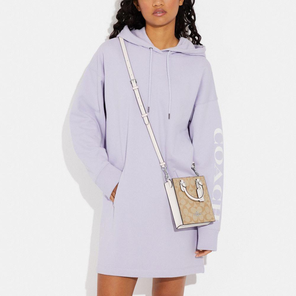 New COACH N/S Canvas With Leather Tote Bag, Shopping Bag, Crossbody Bag, Handbag Mini Women's Brown CJ494-SIGHA