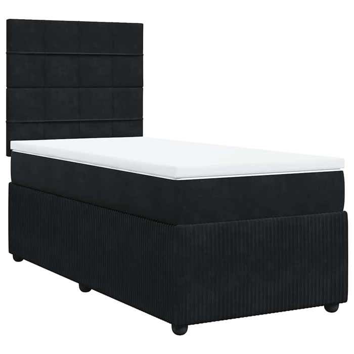 Maison Exclusive - Sommier à lattes de lit avec matelas Noir 90x190 cm Velours