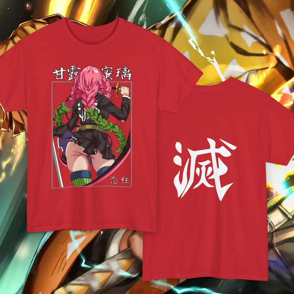 Mitsuri Kanroji Tshirt Demon Slayer Anime Tee Kanji Destroy Print Summer Unisexs And Unisexs Loose Tshirt Top