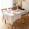 Cotton Linen Embroidered Tablecloth Dining Table French Vintage American Decor Rectangular Floral