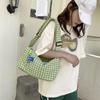 Checkered single shoulder bag, large capacity travel cross-body bag, light and casual underarm bag