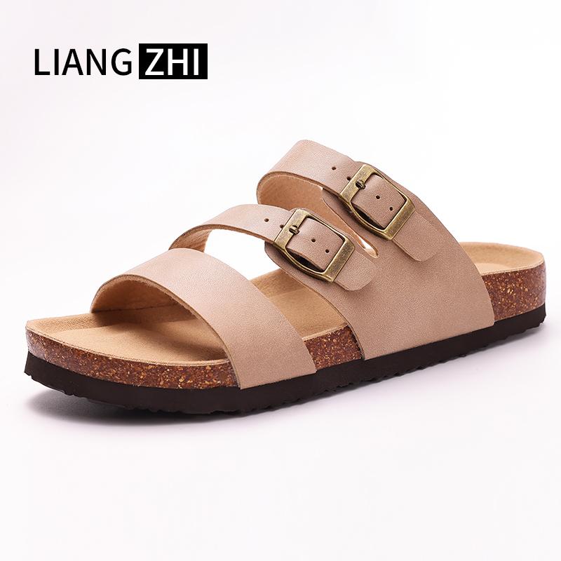 Модные кожаные мюли Crestar, сабо, тапочки для женщин и мужчин, модные пробковые клоги с кожаной стелькой, унисекс, без застежки, пляжная обувь с поддержкой свода стопы