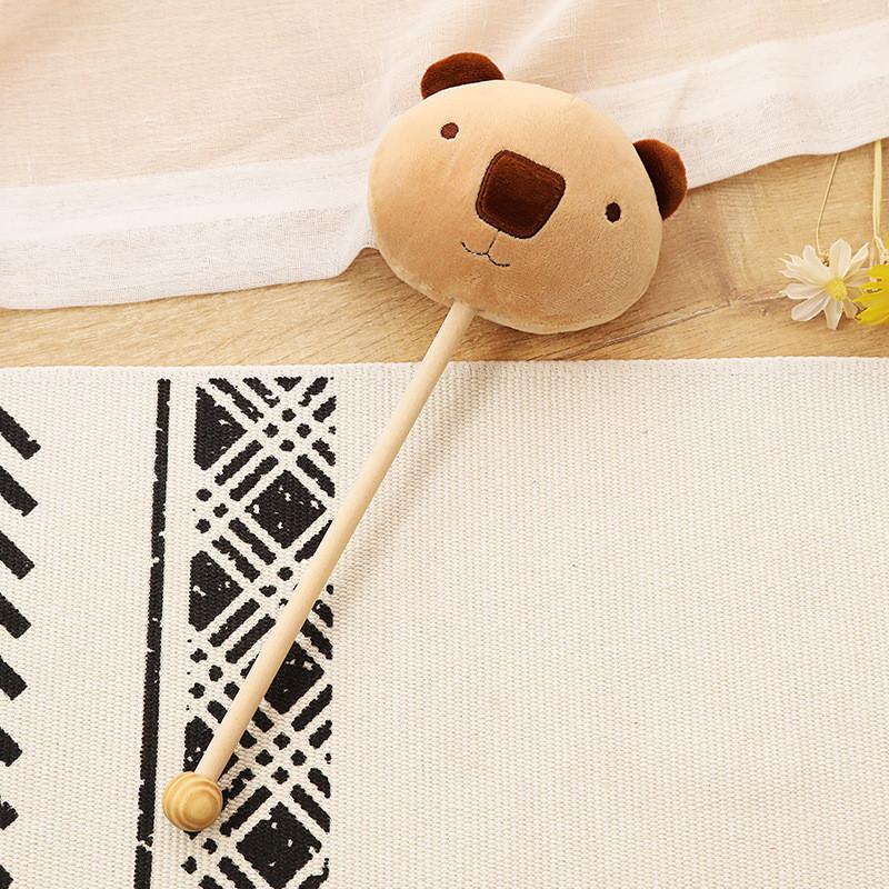 Cute Animal Plush Back Hammer Stick With Short Plush Fabric Bear Design