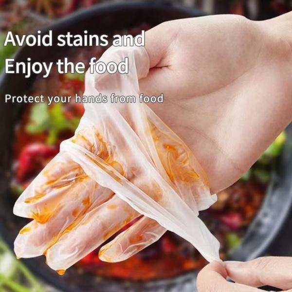 100Pcs/Box Gloves TPE Disposable Gloves Transparent Non-Slip Work Safety Food Grade Household Cleaning Gloves Disposable Gloves