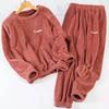 Set of Women's Autumn and Winter Home Wear Coral Fleece Thickened Pajamas Pajama Pants Warm Warm Pants Outside