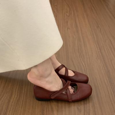 2025 Весна и Осень Новые Нежные Балетки Корейская Версия Туфли с Перекрестными Ремешками