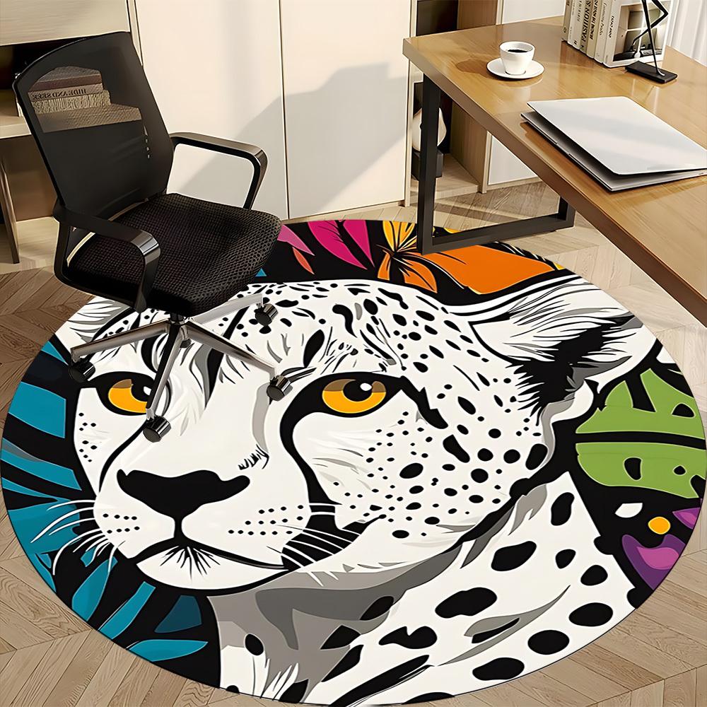 1pc Cheetah Safari Office Round Area Rug, Under Office Chairs Bedroom Living Room Home Decor, Room Deco, Available in Various Sizes