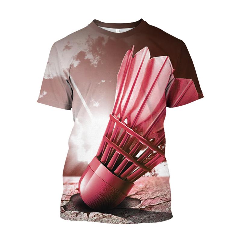 Badminton 3d Printed T-shirt Sports Leisure Streetwear Clothes Tee Shirt Oversized Short Sleeves Pullover Tees Top
