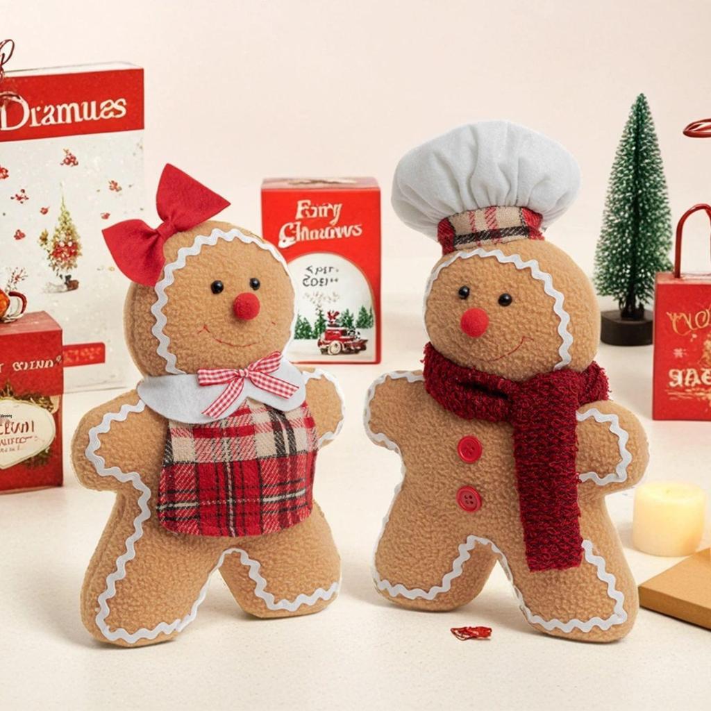 Luminous Gingerbread, No-Face, and Rudolph Christmas Ornament Dolls