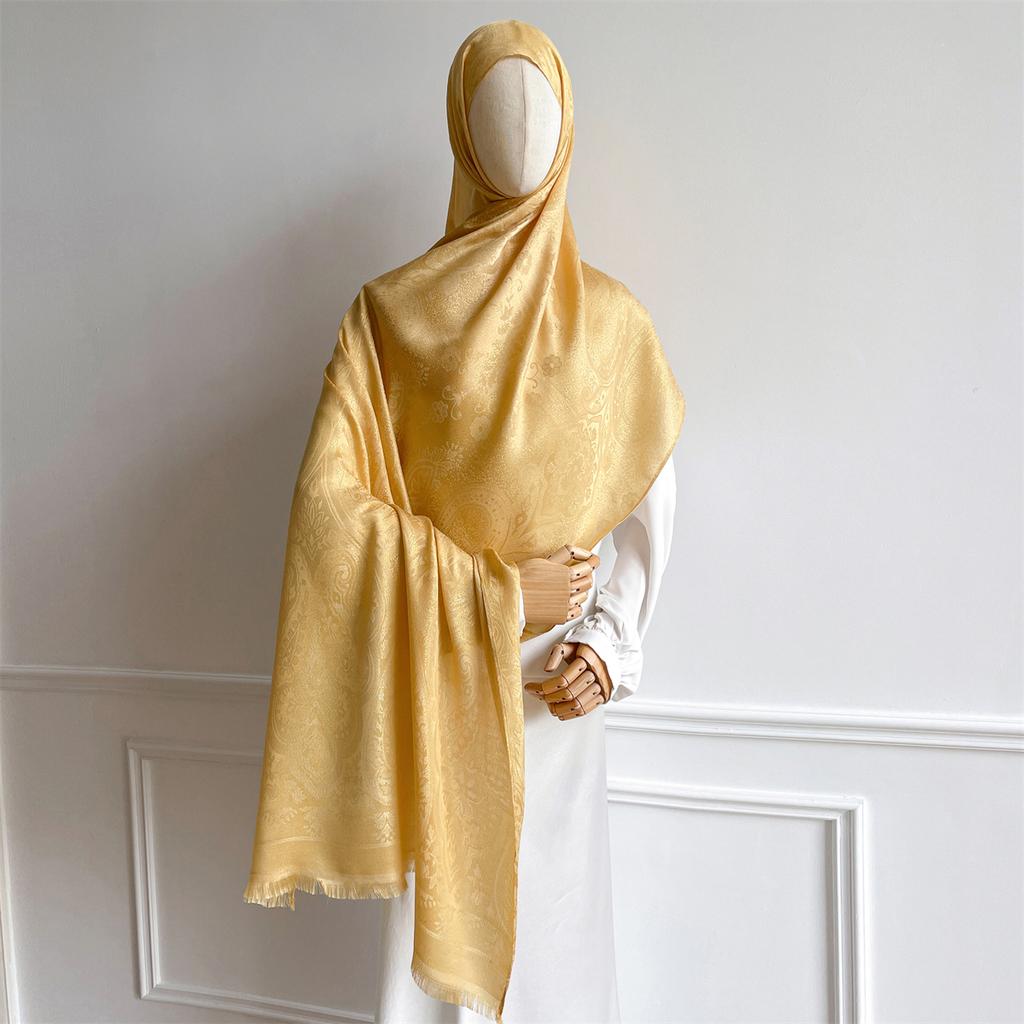 Luxury Paisley Pattern Women Hijab Gold Thread Jacquard Scarf Muslim Wraps Ramadan Islam Headscarf Shawl Turban Neckerchief