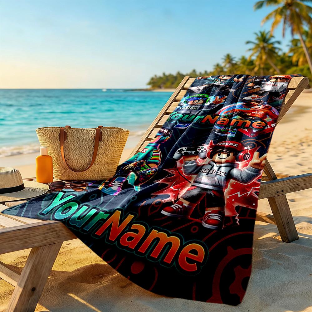 Roblox Personalized Name Beach Towel Quick-Dry Soft Microfiber Suitable for Sports Travel Swimming Yoga Bathroom Beach And Pool