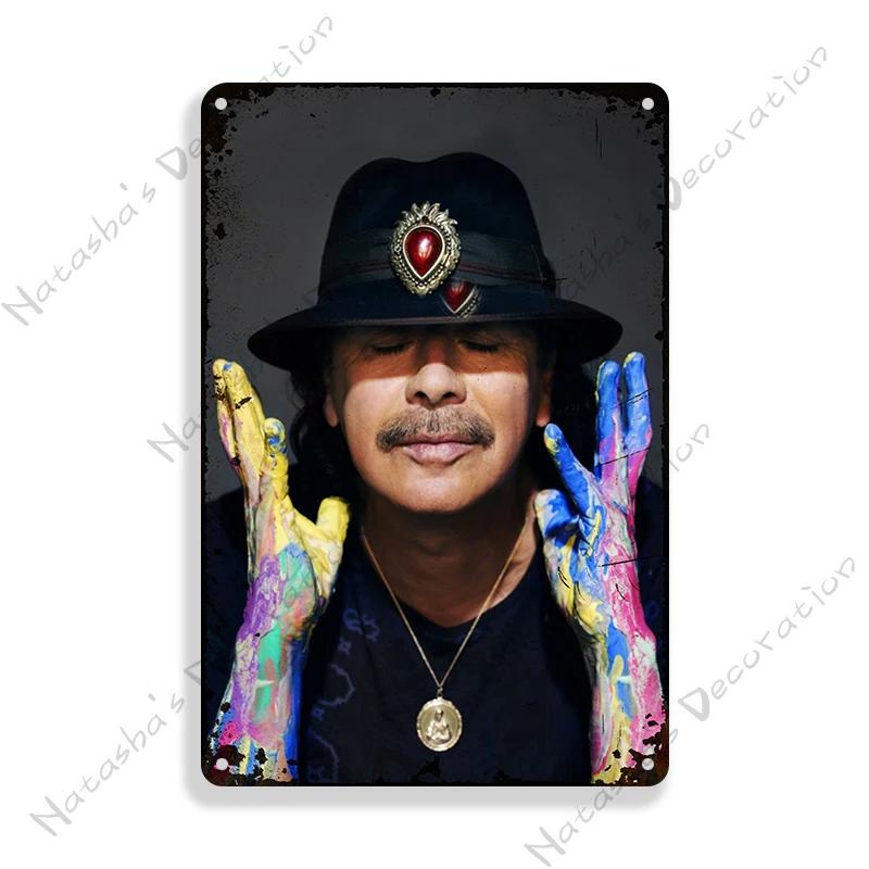 Rock Band Santana Decorative Plate Metal Poster Garage Club Metal Tin Sign Metal Plaque Wall Plate Man Cave Club Wall Decor