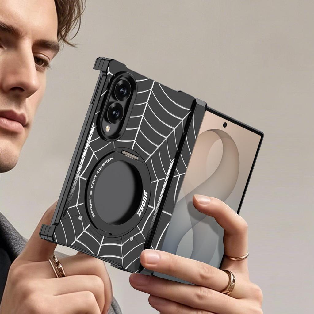 Чехол-паук Samsung Z Fold8 Ultra безрамочный с металлической окантовкой, защитой центрального шарнира и креплением для ремешка