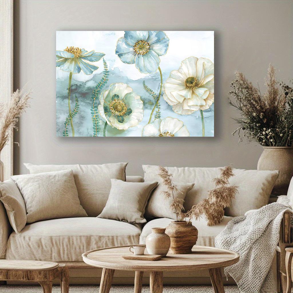 Современные цветочные белые синие акварельные постеры настенное искусство холст картины принты фотографии гостиная интерьер украшение дома