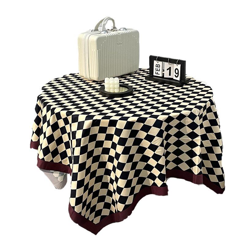 Checkered Retro Luxury Tablecloth: Striped & Plaid for Rectangular or Round Dining, Coffee, or Table Mat.