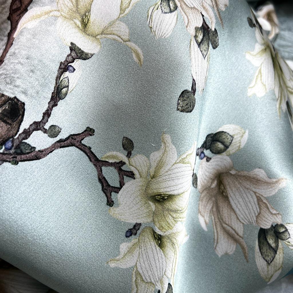 Magnolia Silk Crepe Satin Long Silk Scarf Women'S Spring Summer Temperament Versatile Decorative Mulberry Silk Scarf Shawl