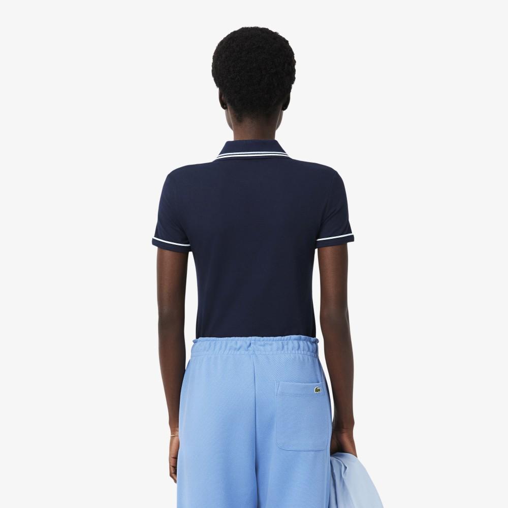 Lacoste Женская облегающая рубашка-поло с отделкой кантом DF5284-56G3UI