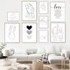 Абстрактная черно-белая линия Любовь Семья Настенное искусство Холст Живопись Скандинавские постеры и принты Настенная картина для декора гостиной