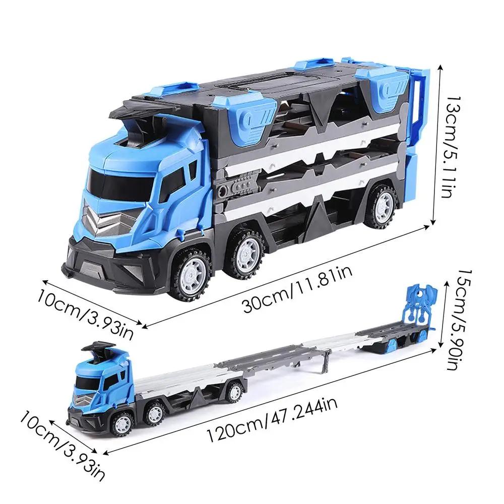 Ejector Container Truck Folding Track Engineering Car Alloy Car Children's Toy Pull-Back Car Toy Christmas Gifts
