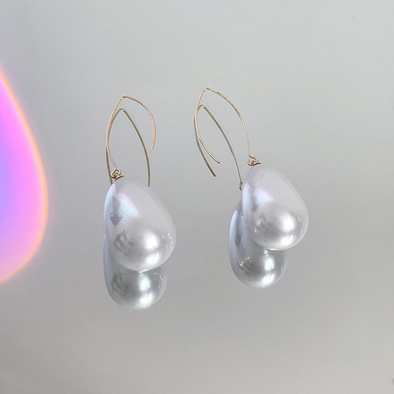 Жемчужные серьги-капли для женщин, французская мода, простой стиль, серьги-подвески, шарм, новые однотонные цирконы, подарок