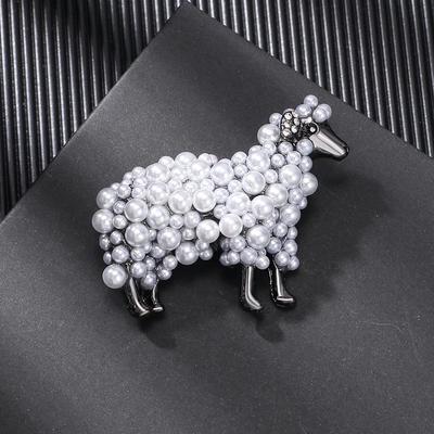 Корейская брошь-овечка с жемчугом - Модная животная булавка и аксессуар-подвеска против раскрытия