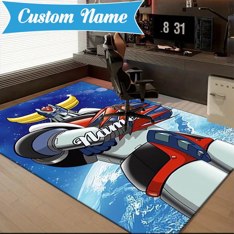 Custom Name Robot Dreams Space Rug Game Carpet, Floor Mat for Bedroom Living Room Entryway Rug, Home Decor Idea Gift for Christmas birthday