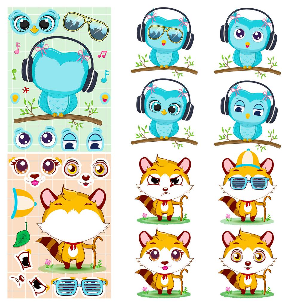 6 Фото/упаковка Детские развивающие игрушки Креативные Сделанные своими руками Мультяшные наклейки Маленькие животные Наклейки-пазлы Детские наклейки