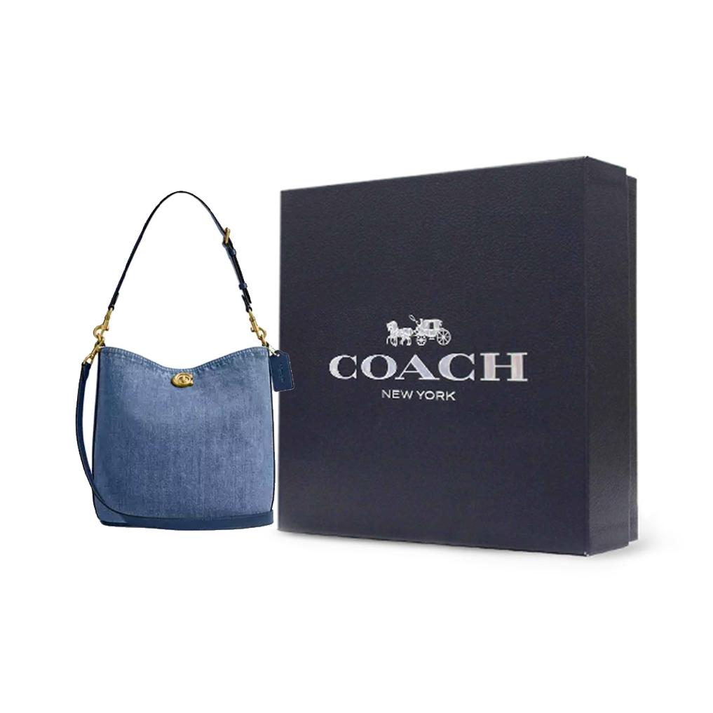 Coach Willow 27 Soft Logo Denim Bucket Bag Women bags Dark-Blue CAT44-B4RHO