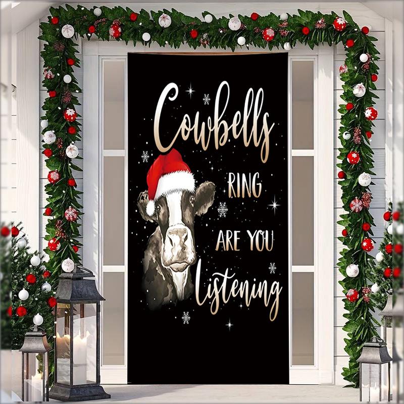 Рождественский гобелен на дверь из эластичной ткани - Фон с подарками Санта-Клауса для праздничных вечеринок