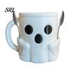Novelty Home Decor Accessories Halloween Ghost Ice Cream Pint Holder, Dual Spoon Slot And Desktop Pen Holder Organizer Handle Design Durable