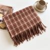 Ретро имитация кашемира клетчатый теплый шарф-шаль унисекс модный универсальный шарф с бахромой