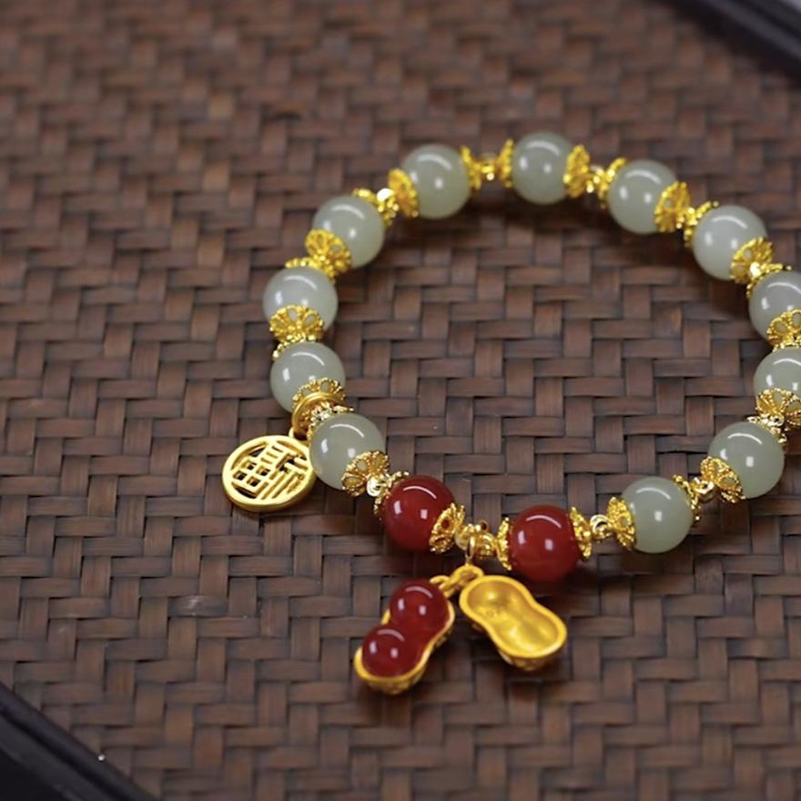 JYL TS Bracelet Peace Plate Jade Style -Embodies Serenity & Attracts Calm Fortune