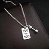 Engraved Tag Pendant Necklace Twist Chain Unisex Neck Jewelry
