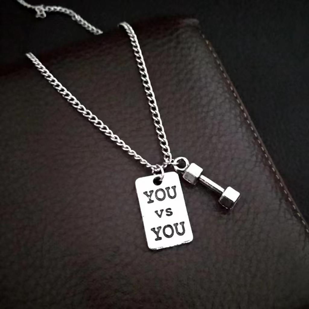 Engraved Tag Pendant Necklace Twist Chain Unisex Neck Jewelry