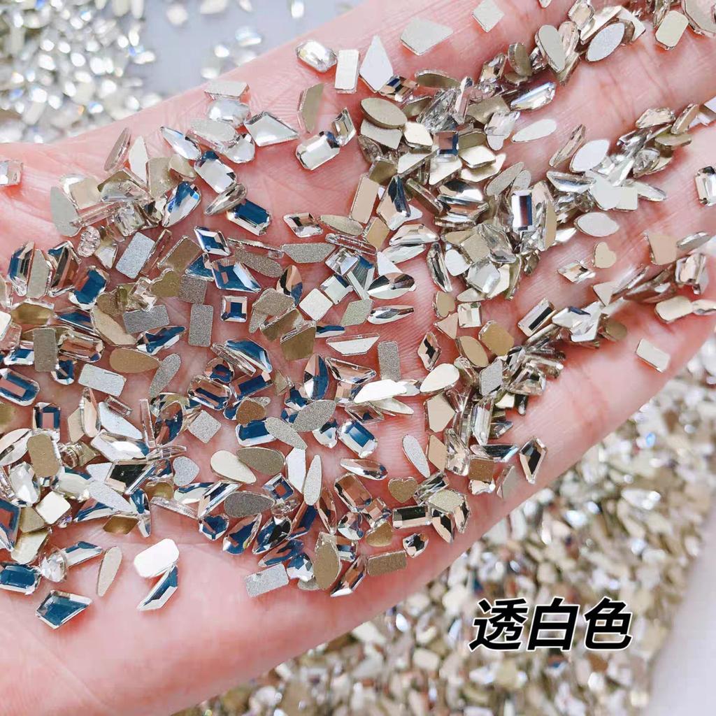 Yiwu Nail Art Diamond Mixed Mini Small Nail Art Flat Bottom Special-Shaped Diamond Mixed K9 Champagne Nail Art Jewelry