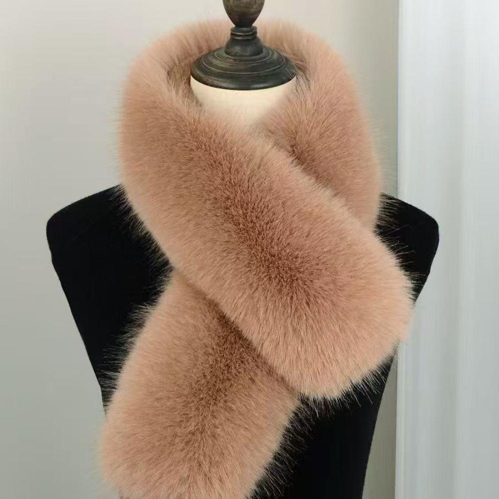Soft Plush Cross Scarf Fake Fox Hair Fur Neck Warmer Temperament Faux Fur Scarf  Women