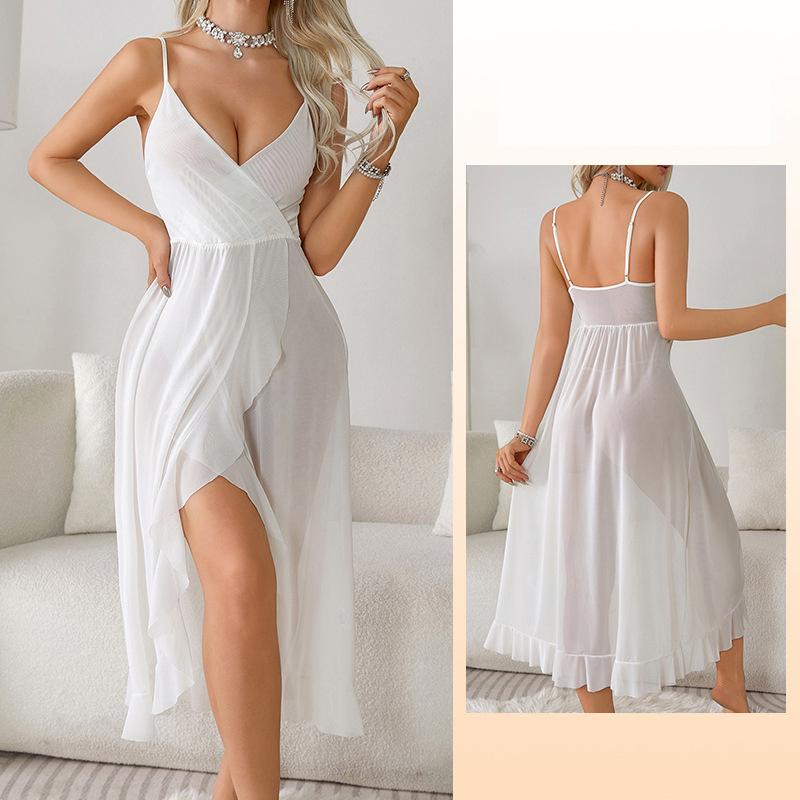 Женская летняя сексуальная сетчатая прозрачная кружевная вышитая юбка-пижама