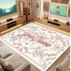 Floral Garden Theme Crystal Velvet Floor Rug Personalized Custom Name Text Warm Carpet Home Decoration