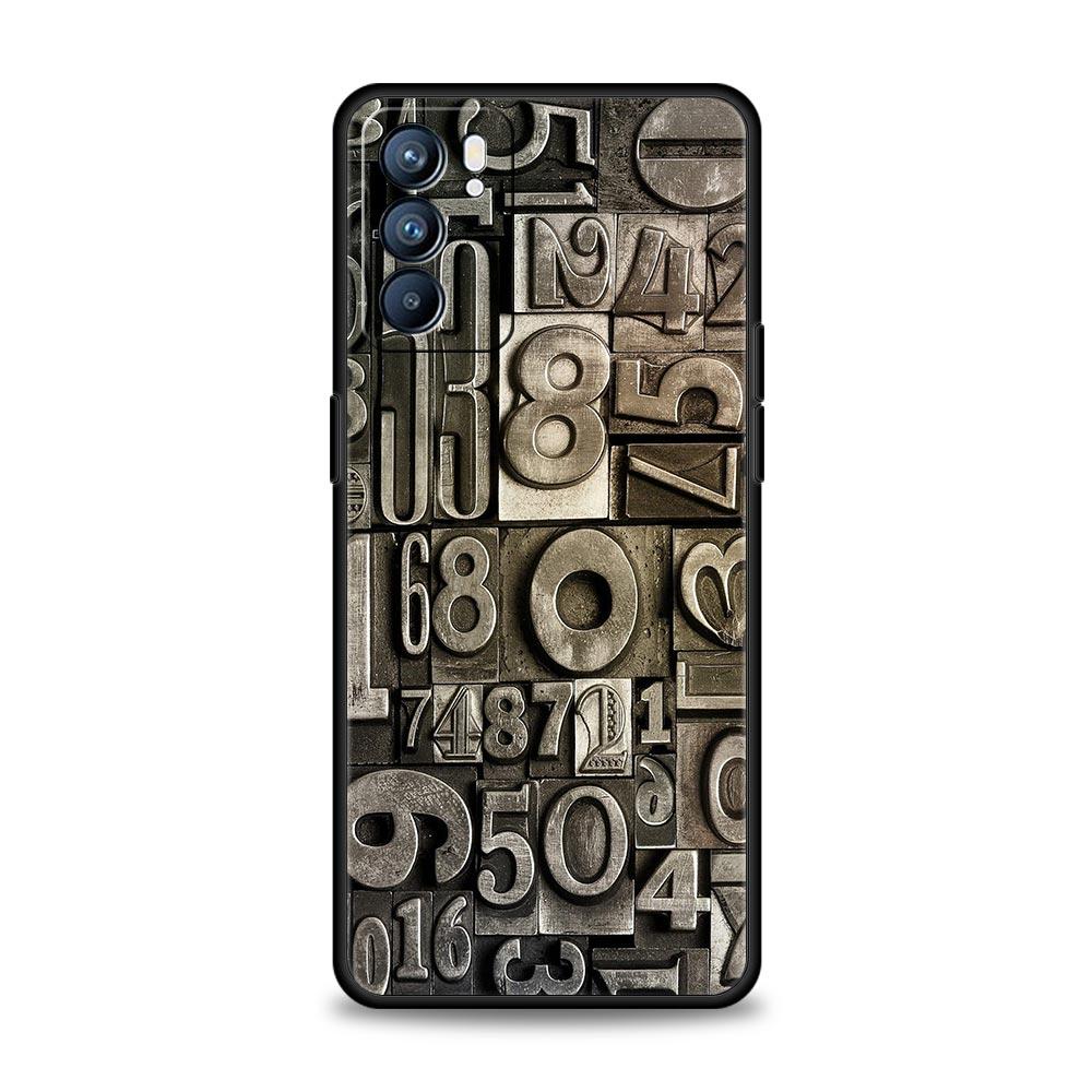 Чехол для телефона с узором из цифр для Oppo Reno 13 12 11 10 7 F Find X5 X6 A98 A80 A79 A78 A57 A54 A31 A17 Pro 5G Мягкий ТПУ чехол Fundas