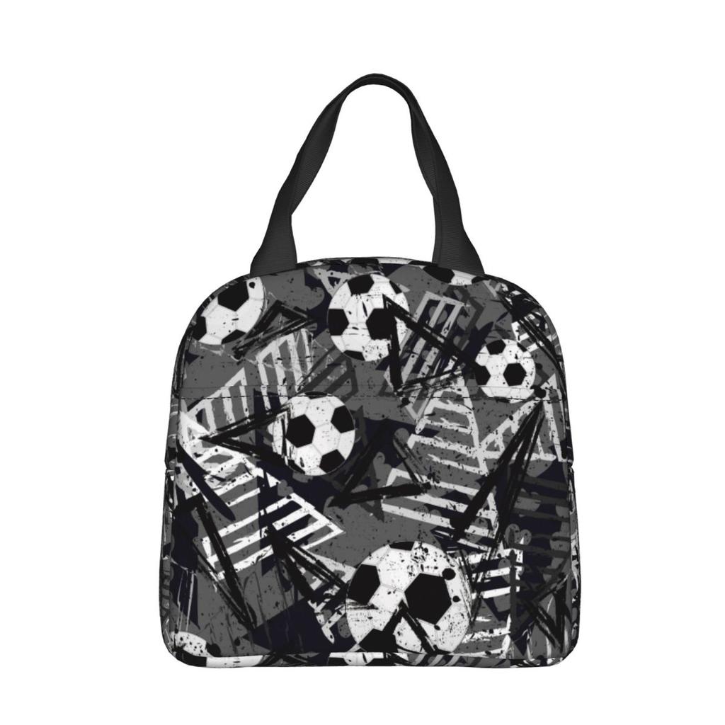 Cartoon Soccer Ball Football Insulated Lunch Bags Large Meal Container Thermal Bag Lunch Box Tote College Travel Food Handbags
