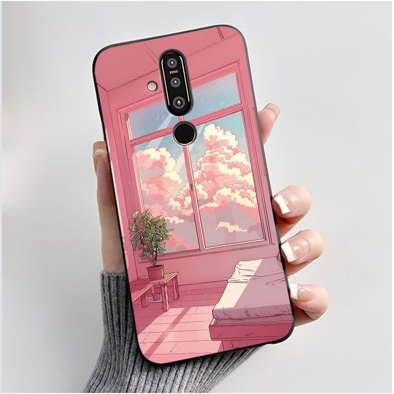 Чехол для телефона Nokia 8.1 Plus / Nokia X71, Чехол для телефона, Узор «Обширные луга с красивыми полевыми цветами», Мягкий черный чехол, Защита от царапин