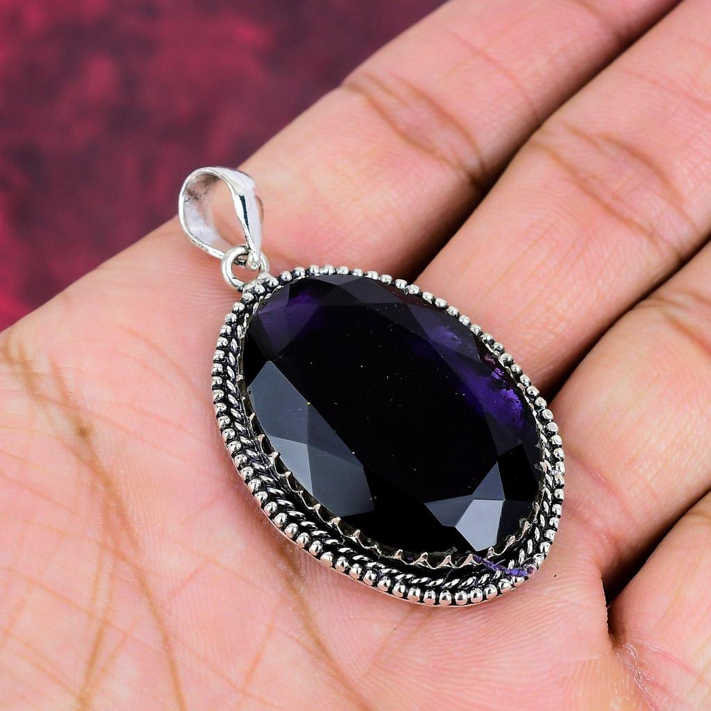 Подвеска с аметистом, ювелирные изделия из драгоценных камней, подвеска из цельного серебра 925 пробы, подарок для женщин, подвеска ручной работы