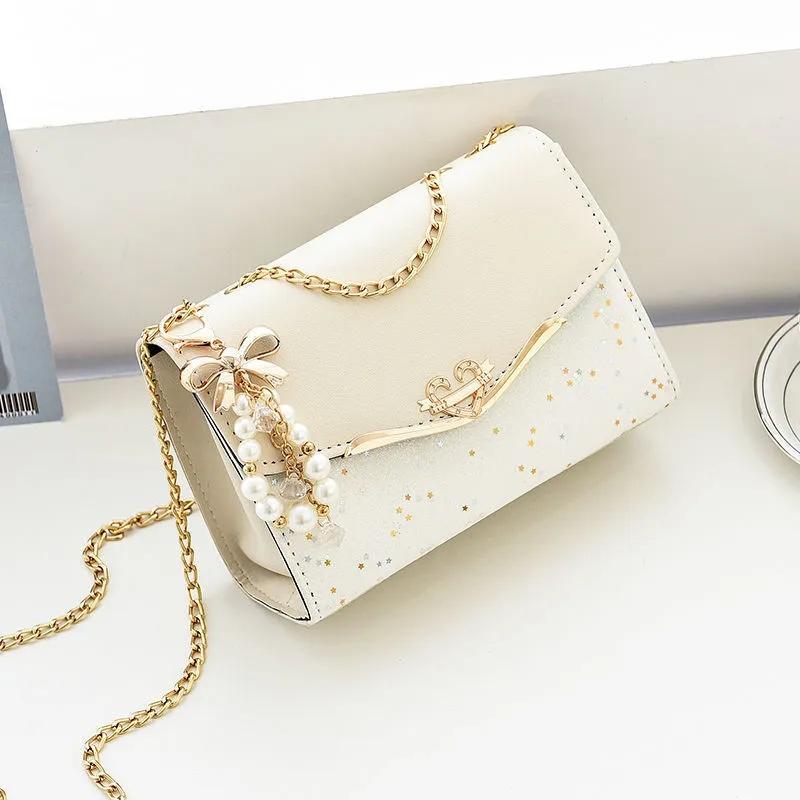 2024 Леди Сумочка с цепочкой и ремешком Модная женская сумка через плечо с жемчугом