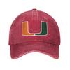 Washed Baseball Cap Miami Hurricanes 2025 College Football Playoff The U is Back Summer y2k Running Hippie Sun Baseball Caps